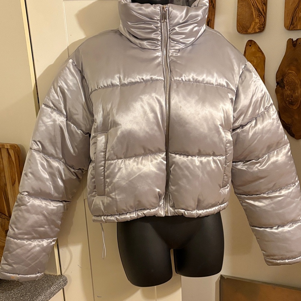 7 For All Mankind Silver Puffer Jacket